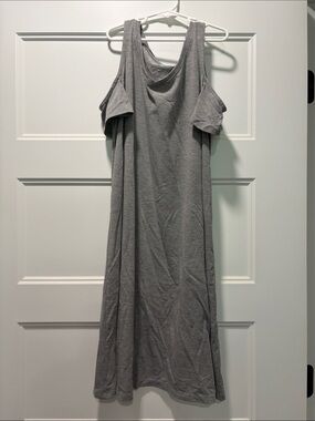 Time and Tru Gray Cold-Shoulder Maxi Dress